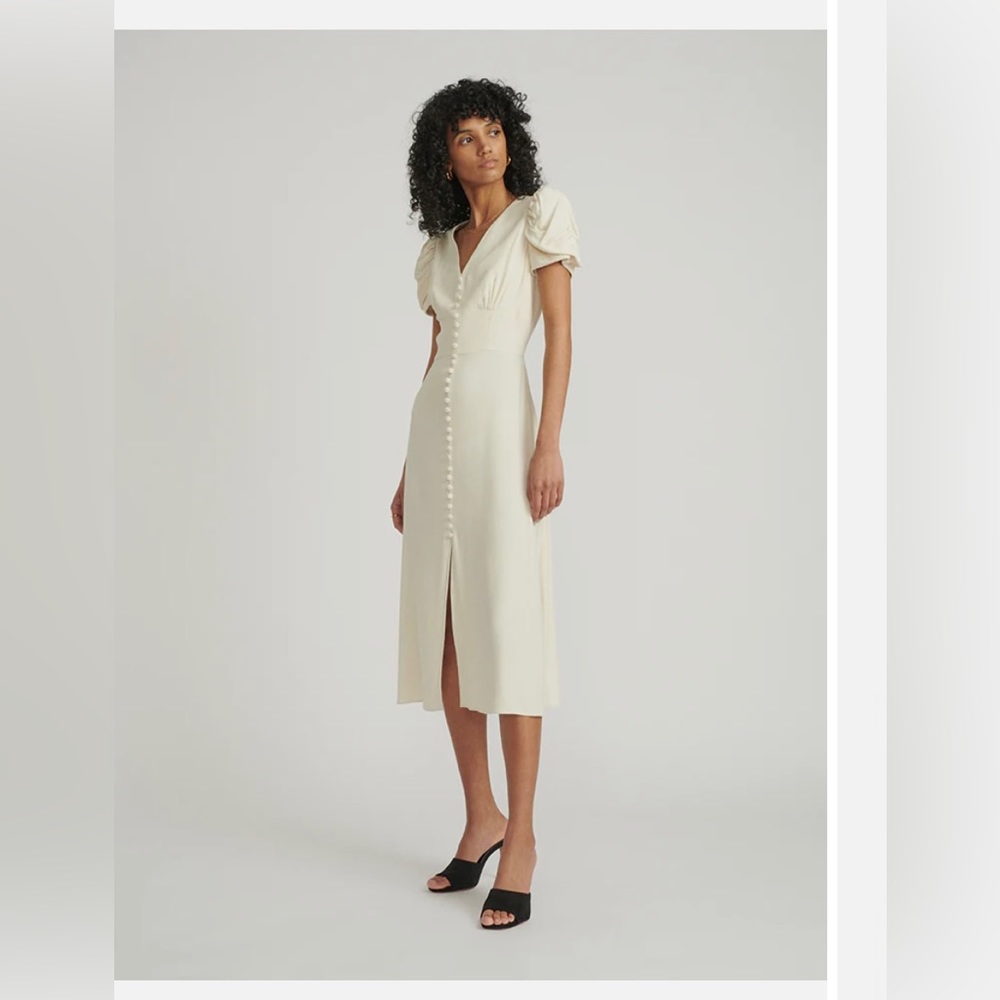 SALONI Cream Midi Dress